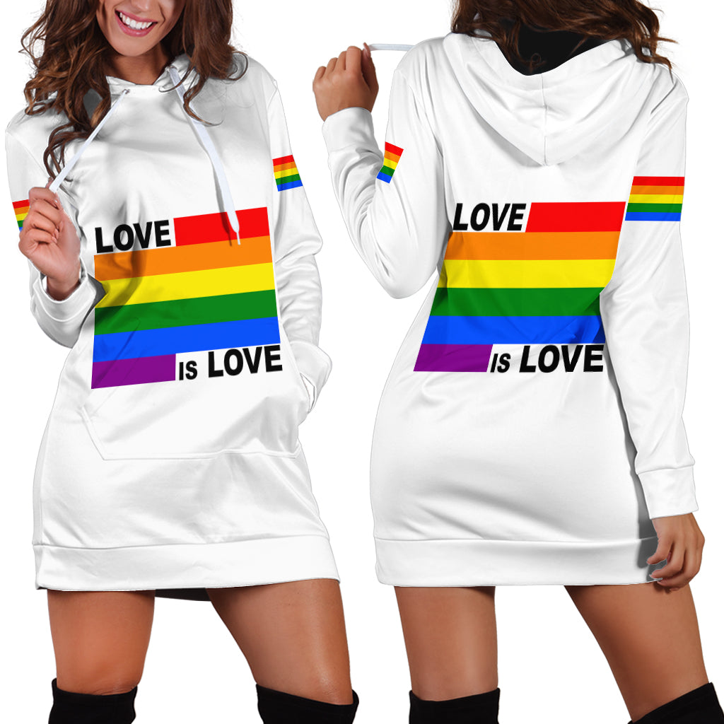 Pride Month Love Is Love Hoodie Dress White Vibe LT6 - Wonder Print Shop