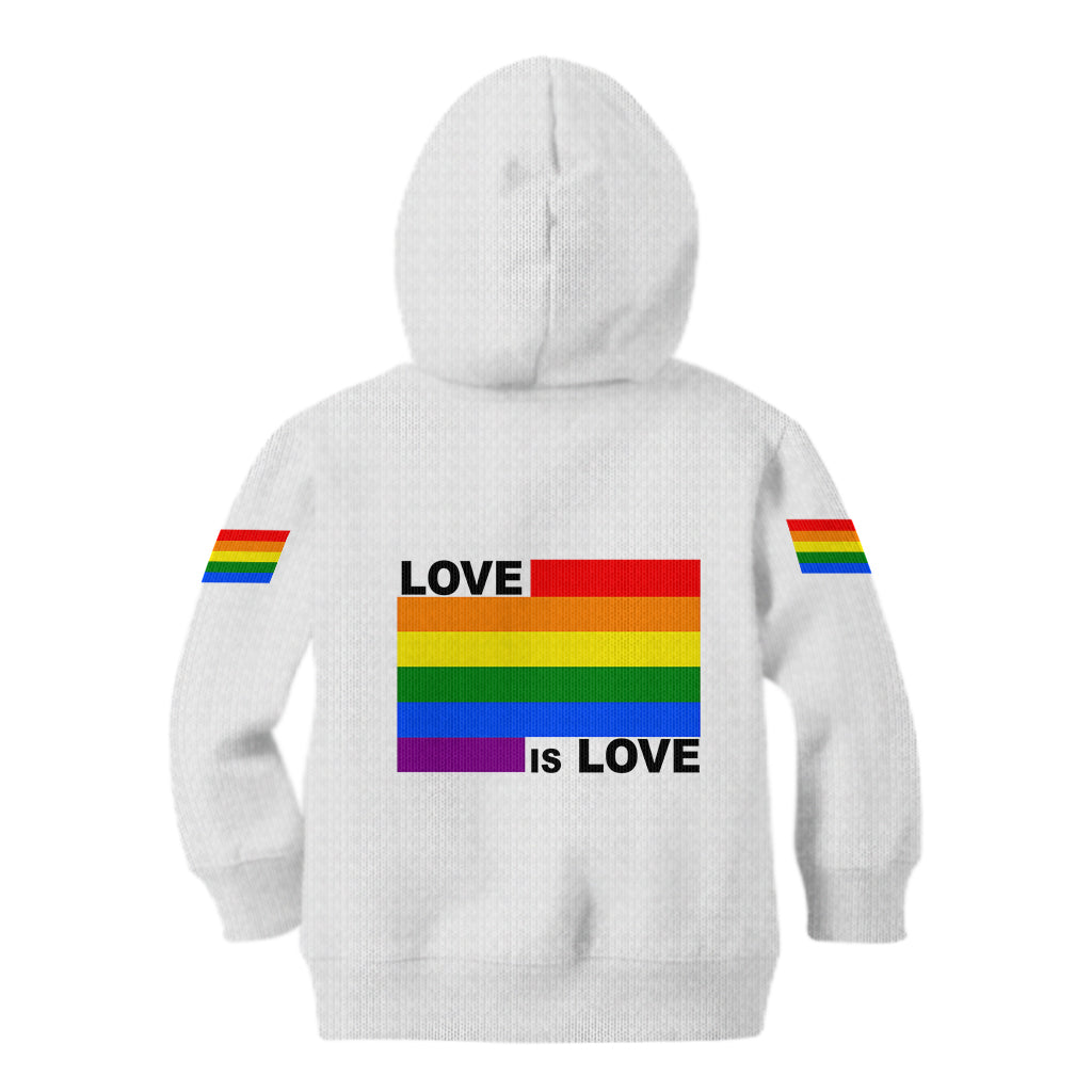 Pride Month Love Is Love Kid Hoodie White Vibe LT6 - Wonder Print Shop