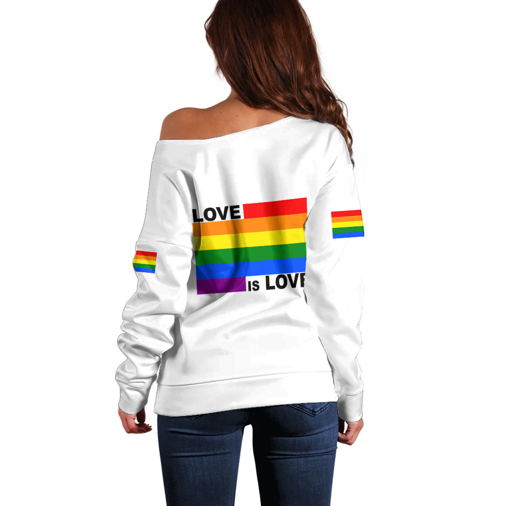 Pride Month Love Is Love Off Shoulder Sweater White Vibe LT6 - Wonder Print Shop