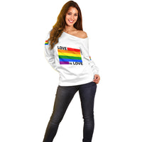 Pride Month Love Is Love Off Shoulder Sweater White Vibe LT6 - Wonder Print Shop