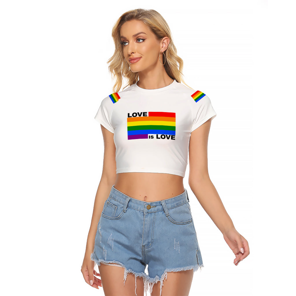 Pride Month Love Is Love Raglan Cropped T Shirt White Vibe LT6 - Wonder Print Shop