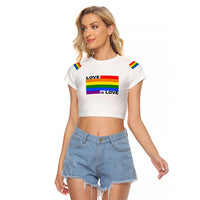 Pride Month Love Is Love Raglan Cropped T Shirt White Vibe LT6 - Wonder Print Shop