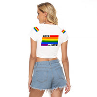 Pride Month Love Is Love Raglan Cropped T Shirt White Vibe LT6 - Wonder Print Shop