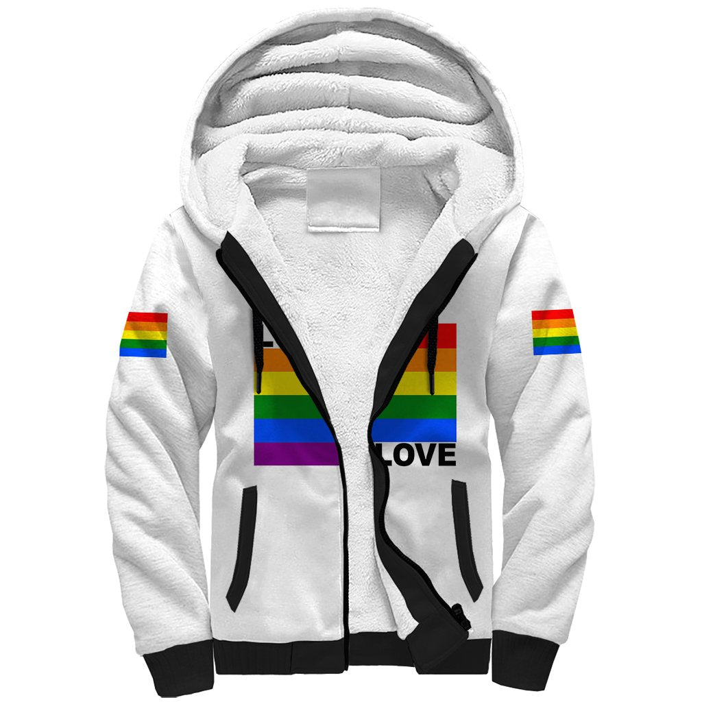 Pride Month Love Is Love Sherpa Hoodie White Vibe LT6 - Wonder Print Shop