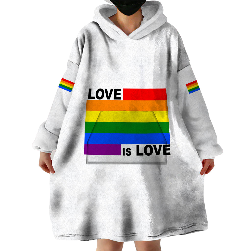 Pride Month Love Is Love Wearable Blanket Hoodie White Vibe LT6 - Wonder Print Shop
