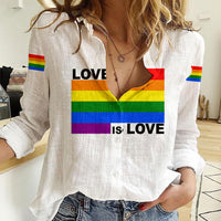 Pride Month Love Is Love Women Casual Shirt White Vibe LT6 - Wonder Print Shop