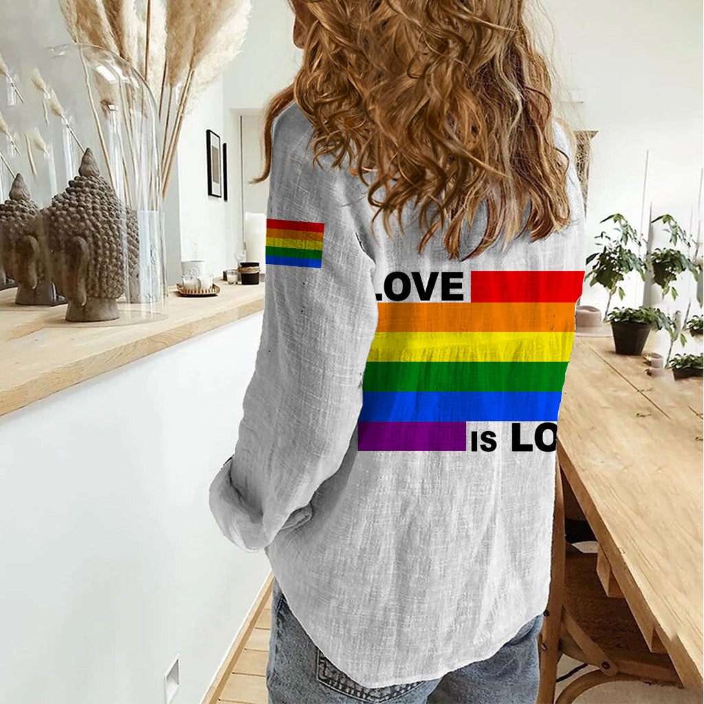 Pride Month Love Is Love Women Casual Shirt White Vibe LT6 - Wonder Print Shop