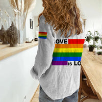 Pride Month Love Is Love Women Casual Shirt White Vibe LT6 - Wonder Print Shop