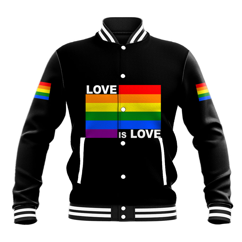 Pride Month Love Is Love Baseball Jacket Black Vibe LT6 - Wonder Print Shop