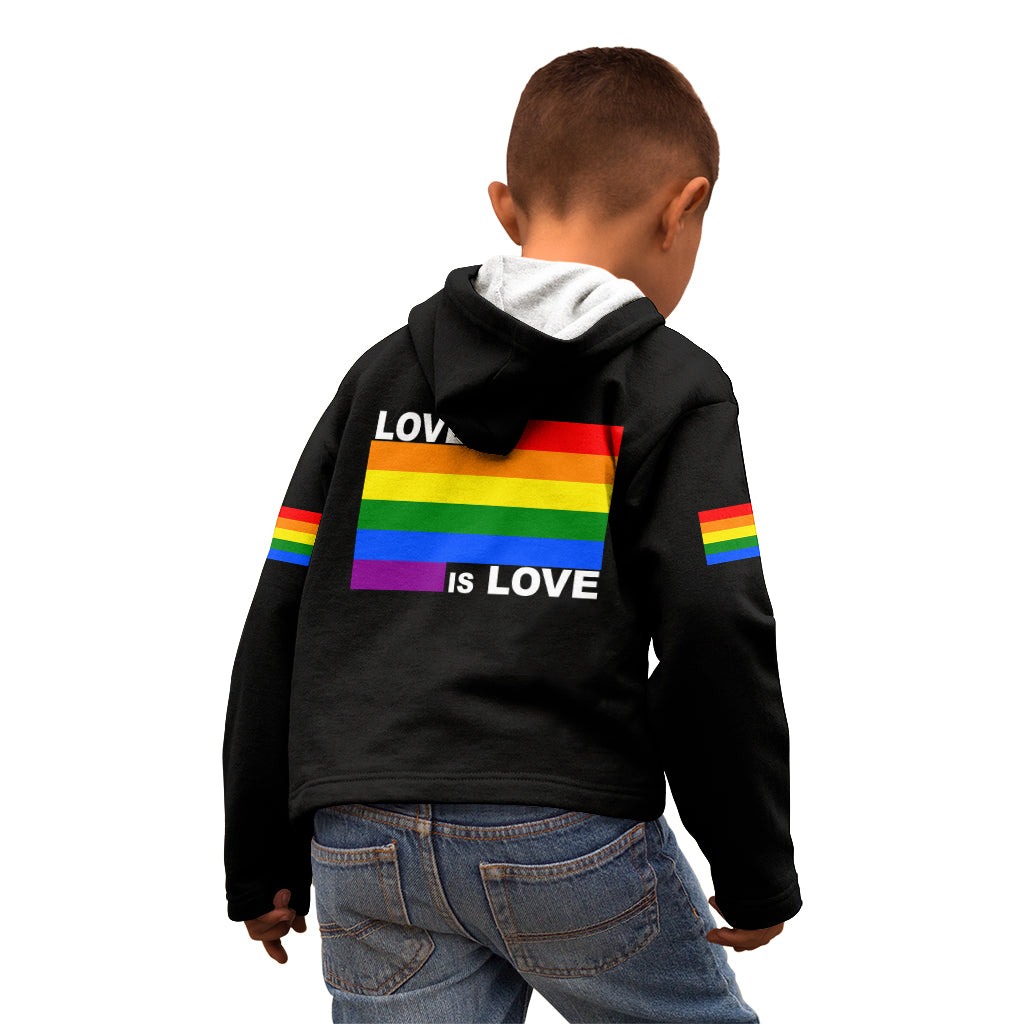 Pride Month Love Is Love Kid Hoodie Black Vibe LT6 - Wonder Print Shop