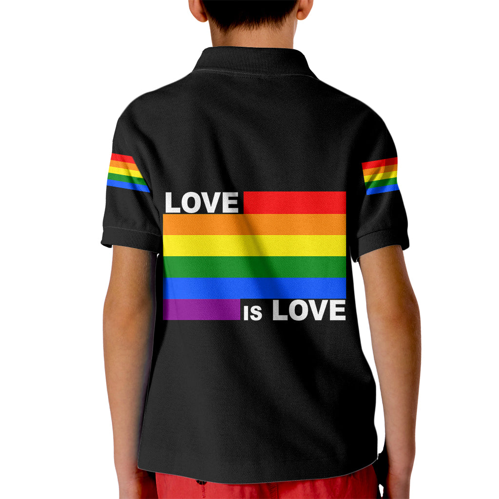 Pride Month Love Is Love Kid Polo Shirt Black Vibe LT6 - Wonder Print Shop