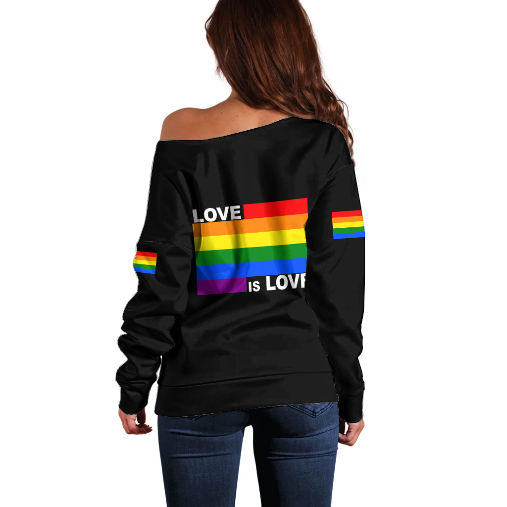 Pride Month Love Is Love Off Shoulder Sweater Black Vibe LT6 - Wonder Print Shop