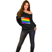 Pride Month Love Is Love Off Shoulder Sweater Black Vibe LT6 - Wonder Print Shop