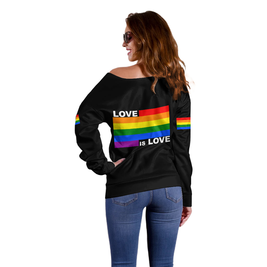 Pride Month Love Is Love Off Shoulder Sweater Black Vibe LT6 - Wonder Print Shop