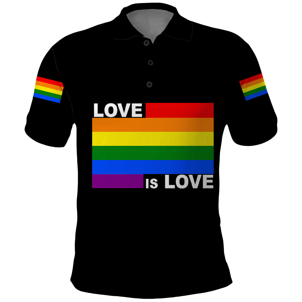 Pride Month Love Is Love Polo Shirt Black Vibe LT6 - Wonder Print Shop