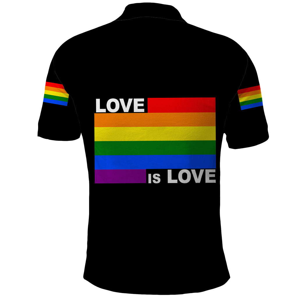 Pride Month Love Is Love Polo Shirt Black Vibe LT6 - Wonder Print Shop