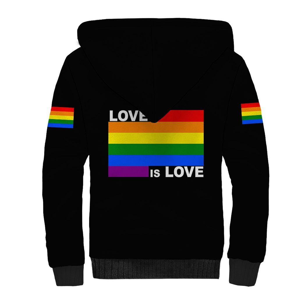 Pride Month Love Is Love Sherpa Hoodie Black Vibe LT6 - Wonder Print Shop