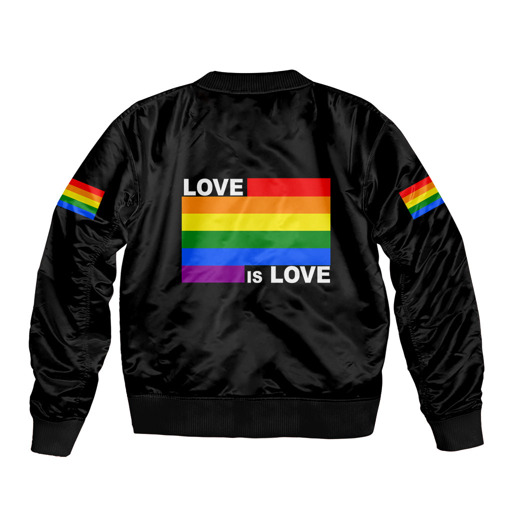 Pride Month Love Is Love Sleeve Zip Bomber Jacket Black Vibe LT6 - Wonder Print Shop
