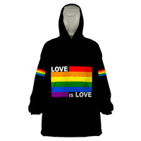 Pride Month Love Is Love Wearable Blanket Hoodie Black Vibe LT6 - Wonder Print Shop
