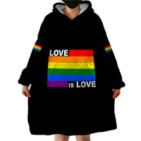 Pride Month Love Is Love Wearable Blanket Hoodie Black Vibe LT6 - Wonder Print Shop