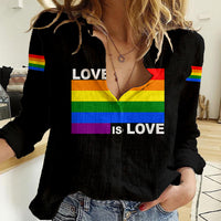 Pride Month Love Is Love Women Casual Shirt Black Vibe LT6 - Wonder Print Shop