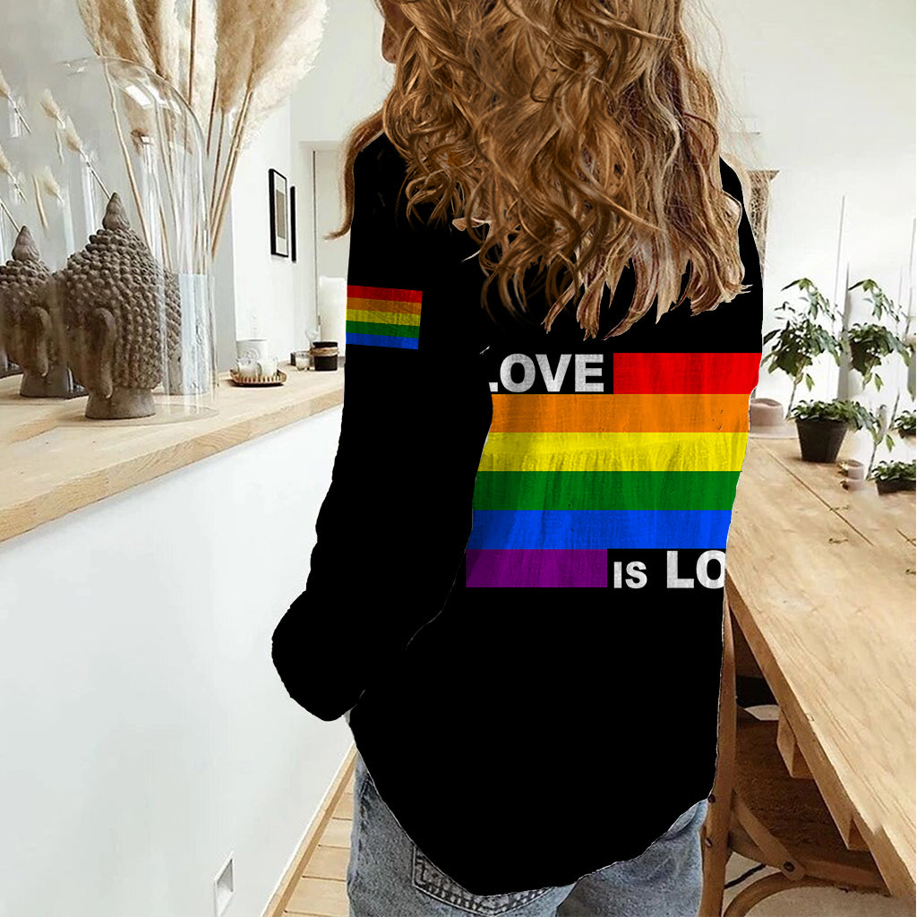Pride Month Love Is Love Women Casual Shirt Black Vibe LT6 - Wonder Print Shop