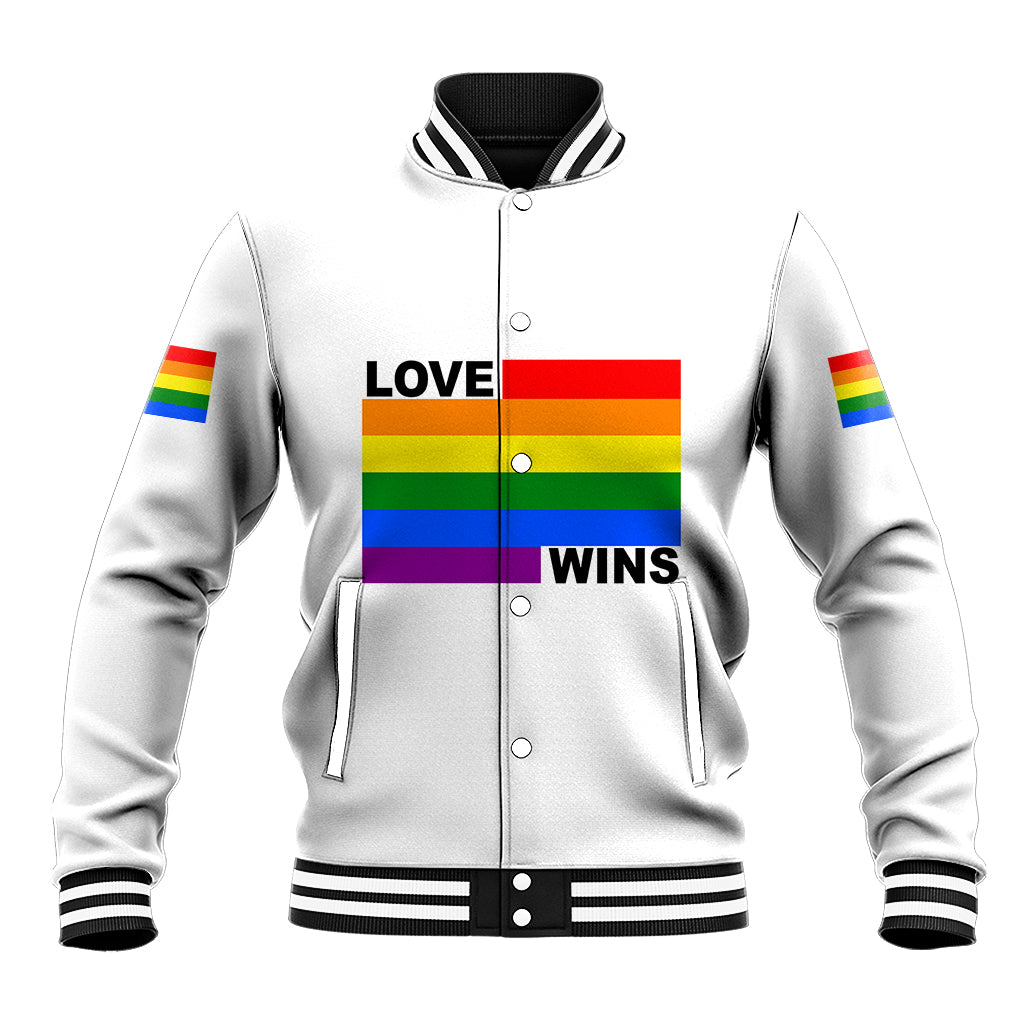 Pride Month Love Wins Baseball Jacket White Vibe LT6 - Wonder Print Shop