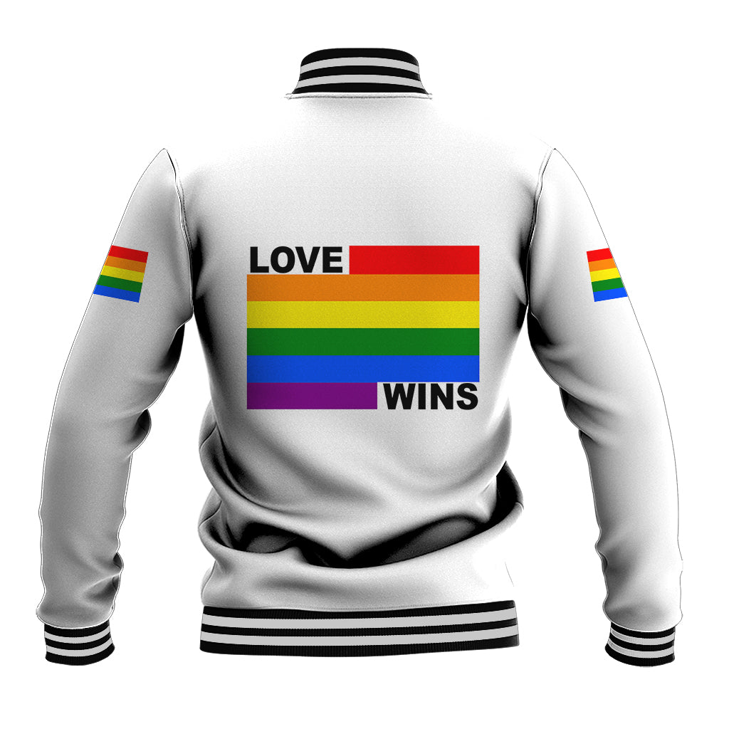 Pride Month Love Wins Baseball Jacket White Vibe LT6 - Wonder Print Shop