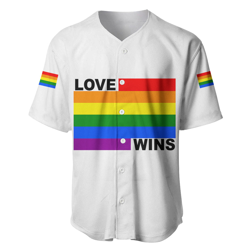 Pride Month Love Wins Baseball Jersey White Vibe LT6 - Wonder Print Shop
