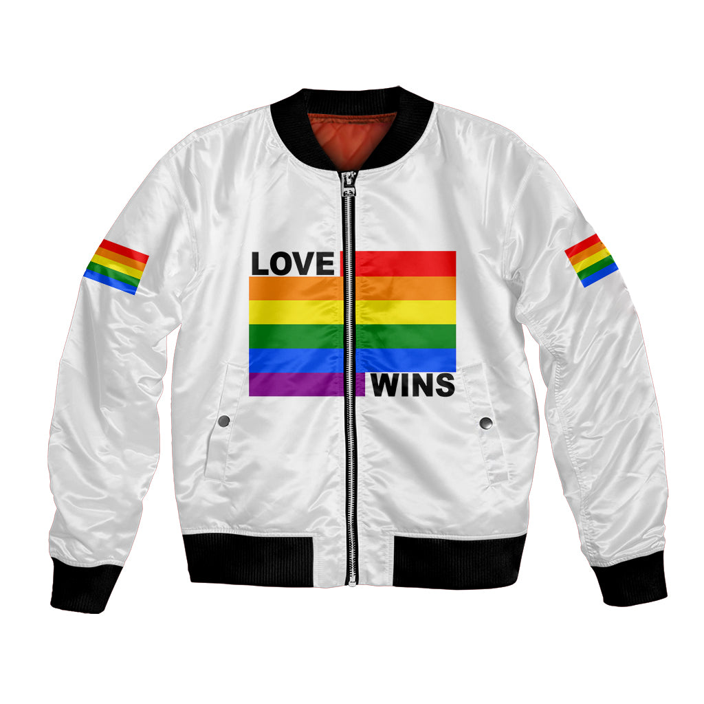 Pride Month Love Wins Bomber Jacket White Vibe LT6 - Wonder Print Shop