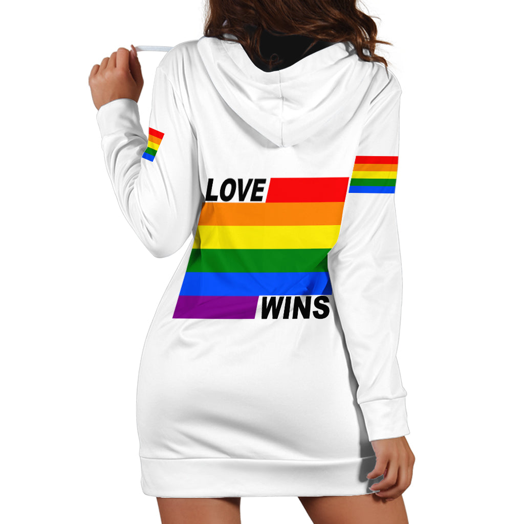 Pride Month Love Wins Hoodie Dress White Vibe LT6 - Wonder Print Shop