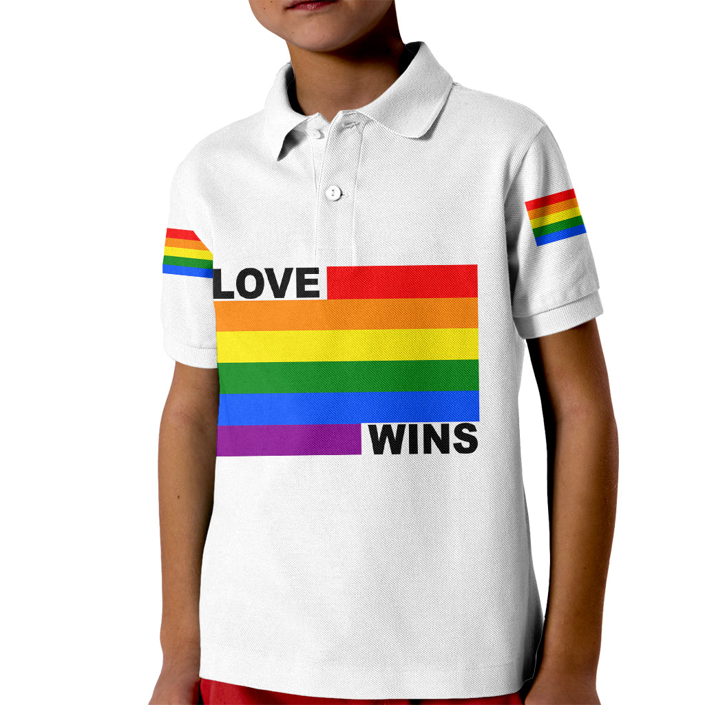 Pride Month Love Wins Kid Polo Shirt White Vibe LT6 - Wonder Print Shop