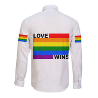 Pride Month Love Wins Long Sleeve Button Shirt White Vibe LT6 - Wonder Print Shop