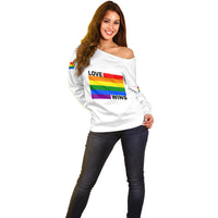 Pride Month Love Wins Off Shoulder Sweater White Vibe LT6 - Wonder Print Shop