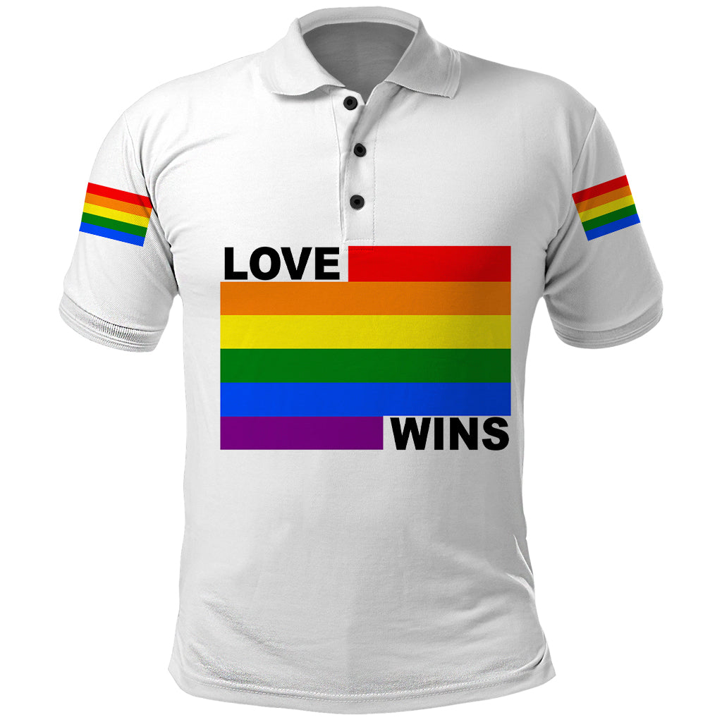 Pride Month Love Wins Polo Shirt White Vibe LT6 - Wonder Print Shop