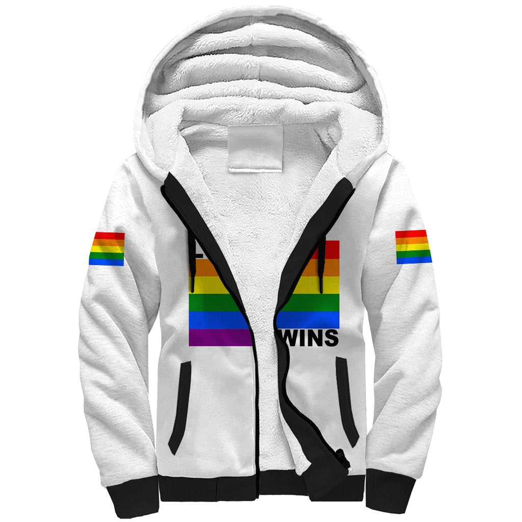 Pride Month Love Wins Sherpa Hoodie White Vibe LT6 - Wonder Print Shop
