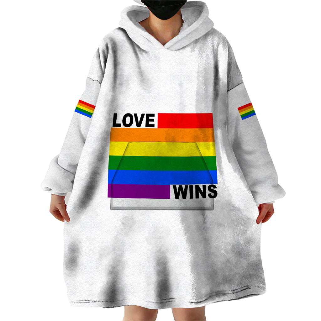 Pride Month Love Wins Wearable Blanket Hoodie White Vibe LT6 - Wonder Print Shop