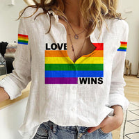 Pride Month Love Wins Women Casual Shirt White Vibe LT6 - Wonder Print Shop