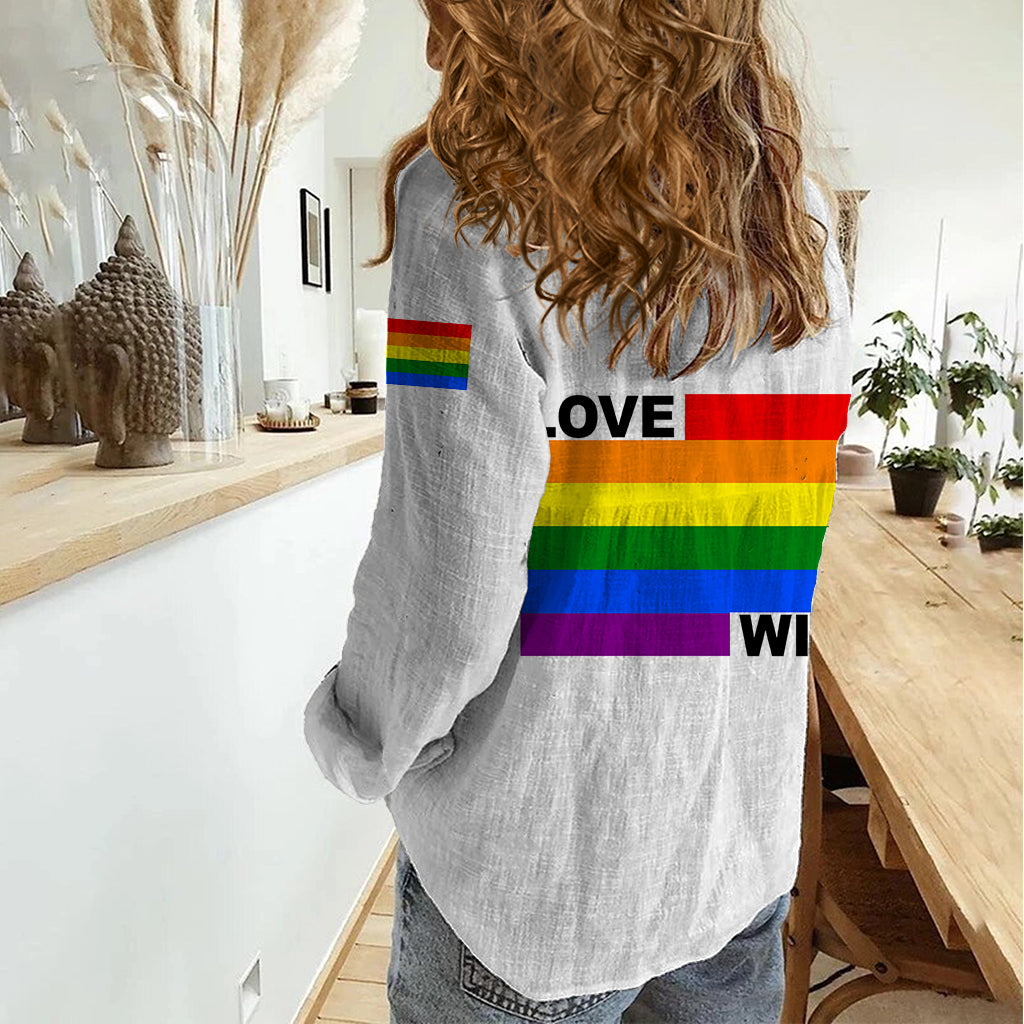 Pride Month Love Wins Women Casual Shirt White Vibe LT6 - Wonder Print Shop