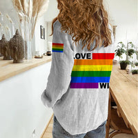 Pride Month Love Wins Women Casual Shirt White Vibe LT6 - Wonder Print Shop