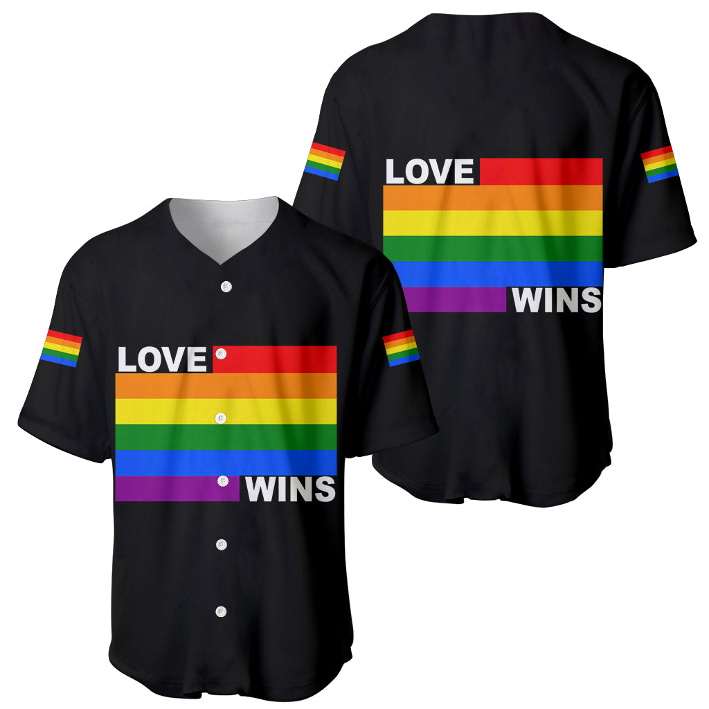 Pride Month Love Wins Baseball Jersey Black Vibe LT6 - Wonder Print Shop