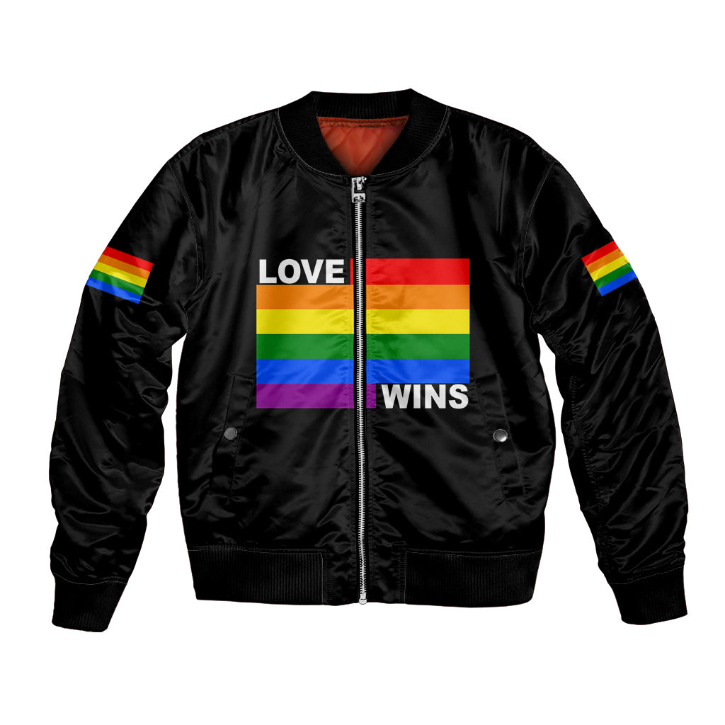 Pride Month Love Wins Bomber Jacket Black Vibe LT6 - Wonder Print Shop