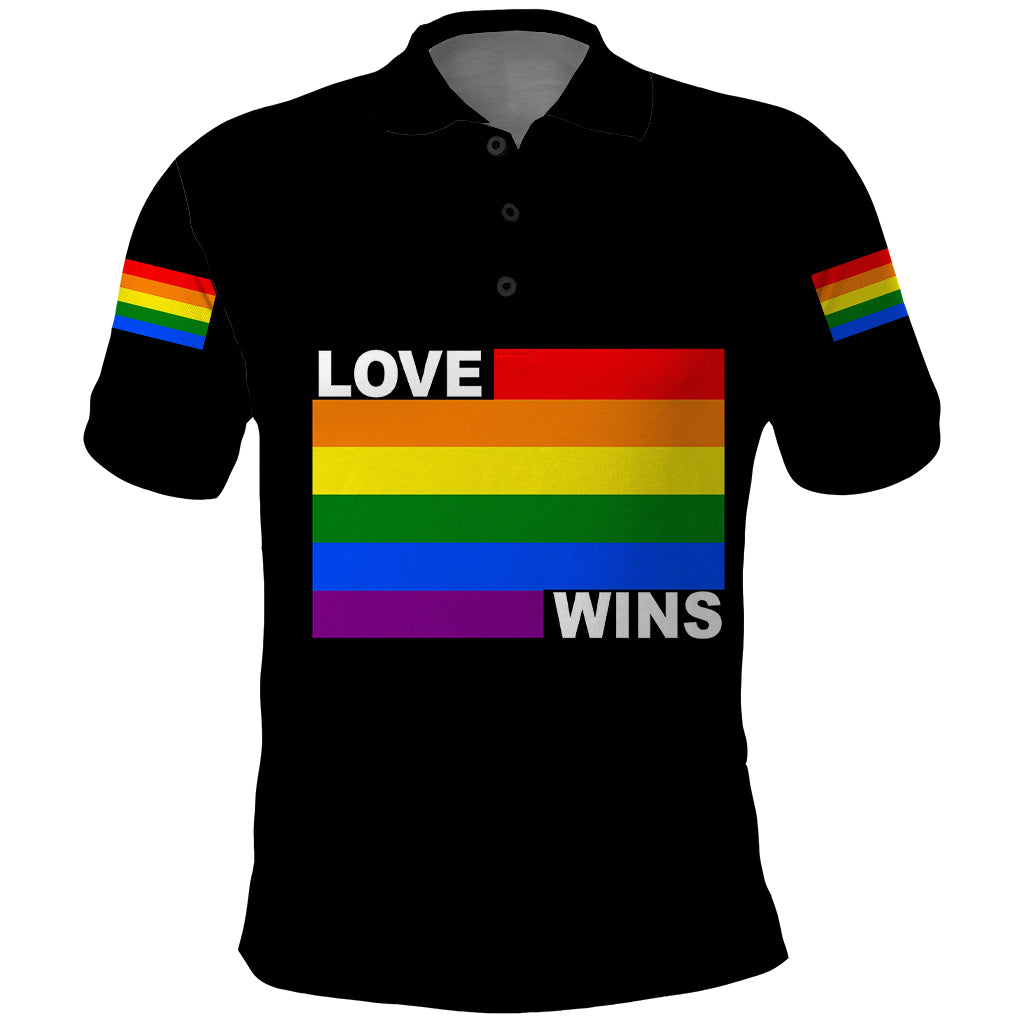 Pride Month Love Wins Polo Shirt Black Vibe LT6 - Wonder Print Shop