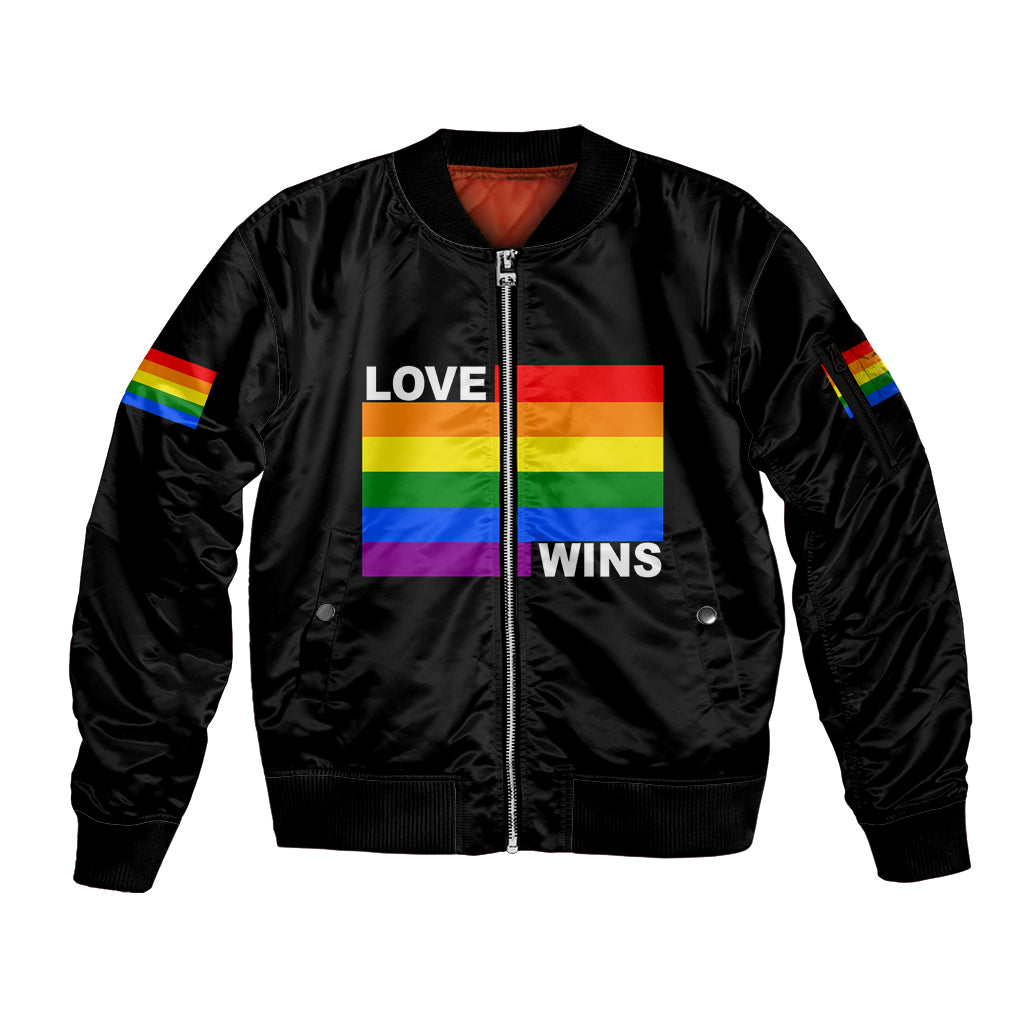 Pride Month Love Wins Sleeve Zip Bomber Jacket Black Vibe LT6 - Wonder Print Shop
