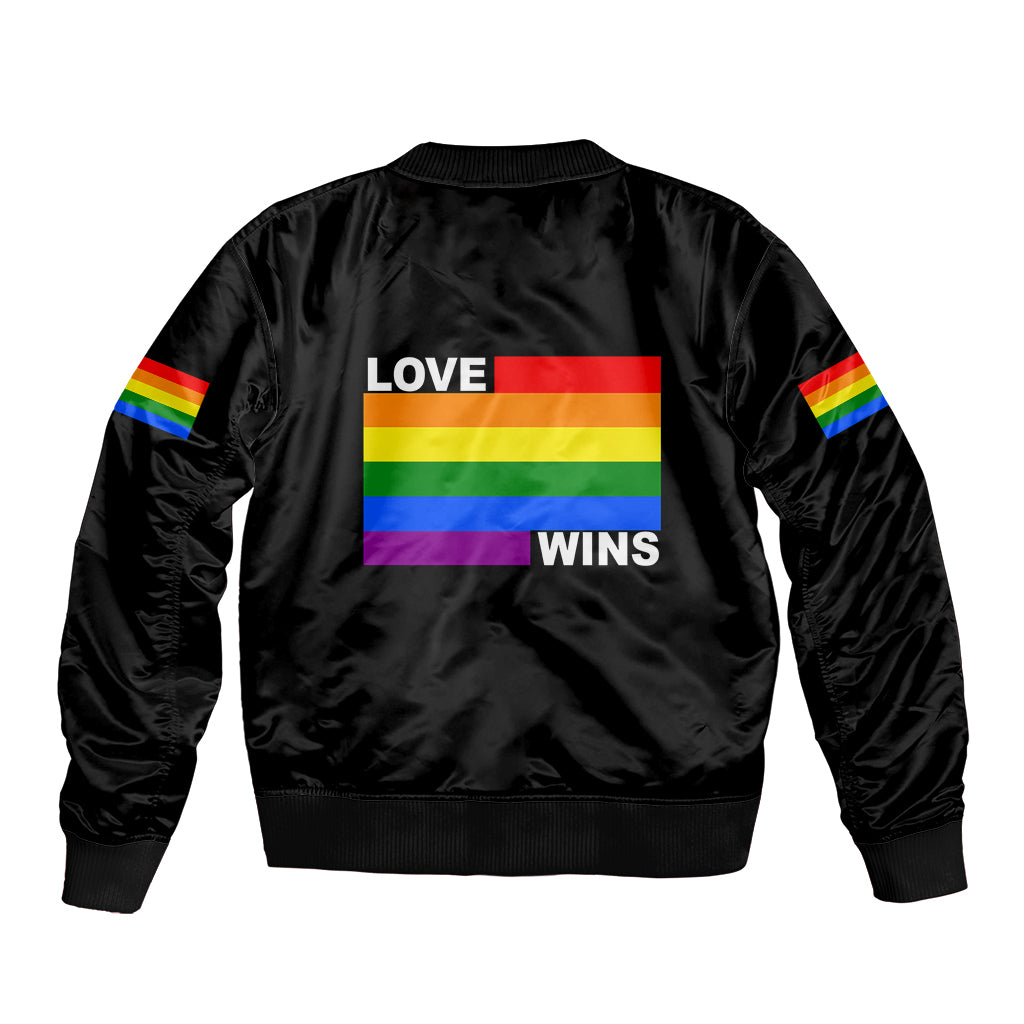 Pride Month Love Wins Sleeve Zip Bomber Jacket Black Vibe LT6 - Wonder Print Shop