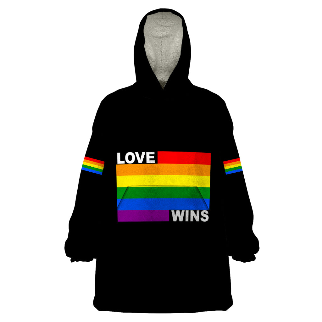 Pride Month Love Wins Wearable Blanket Hoodie Black Vibe LT6 - Wonder Print Shop
