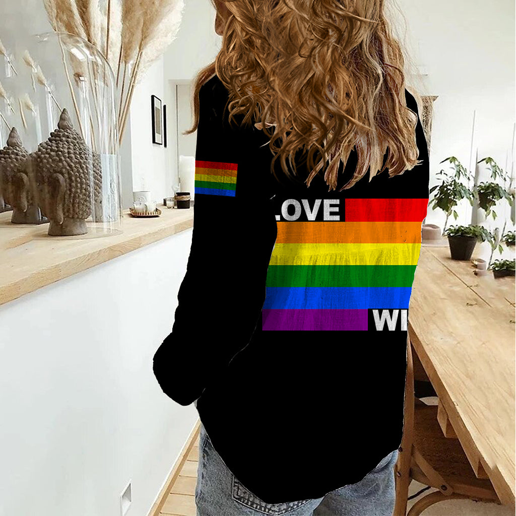 Pride Month Love Wins Women Casual Shirt Black Vibe LT6 - Wonder Print Shop