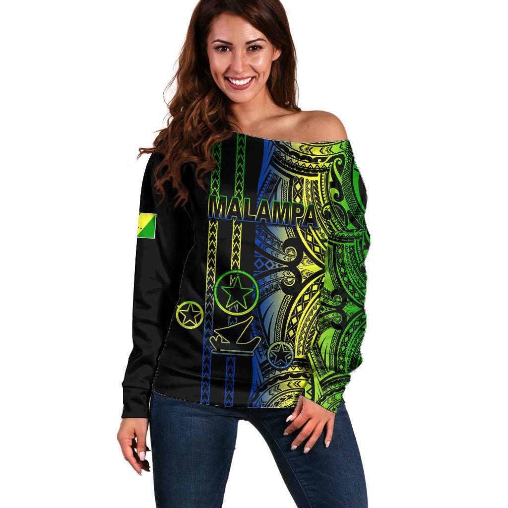 Custom Vanuatu Malampa Off Shoulder Sweater Polynesian Tribal LT6 - Wonder Print Shop