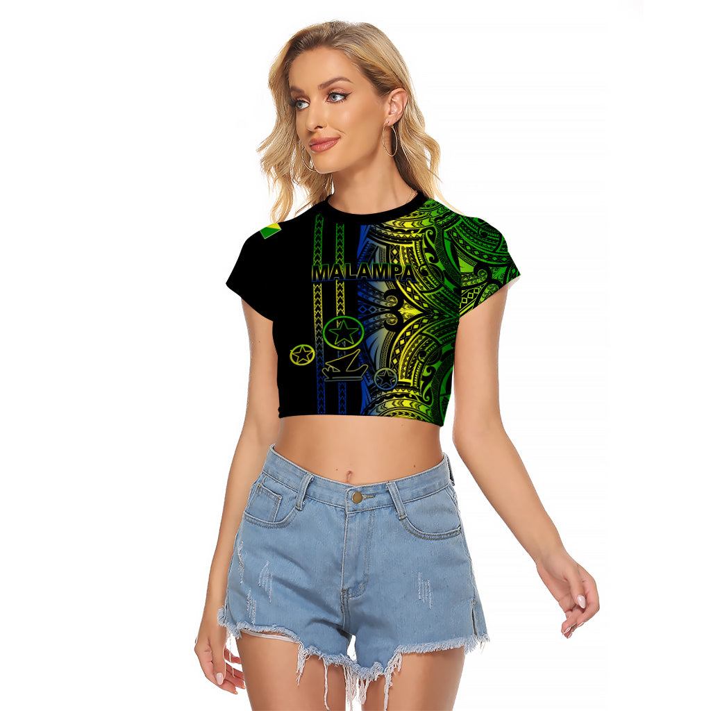Custom Vanuatu Malampa Raglan Cropped T Shirt Polynesian Tribal LT6 - Wonder Print Shop