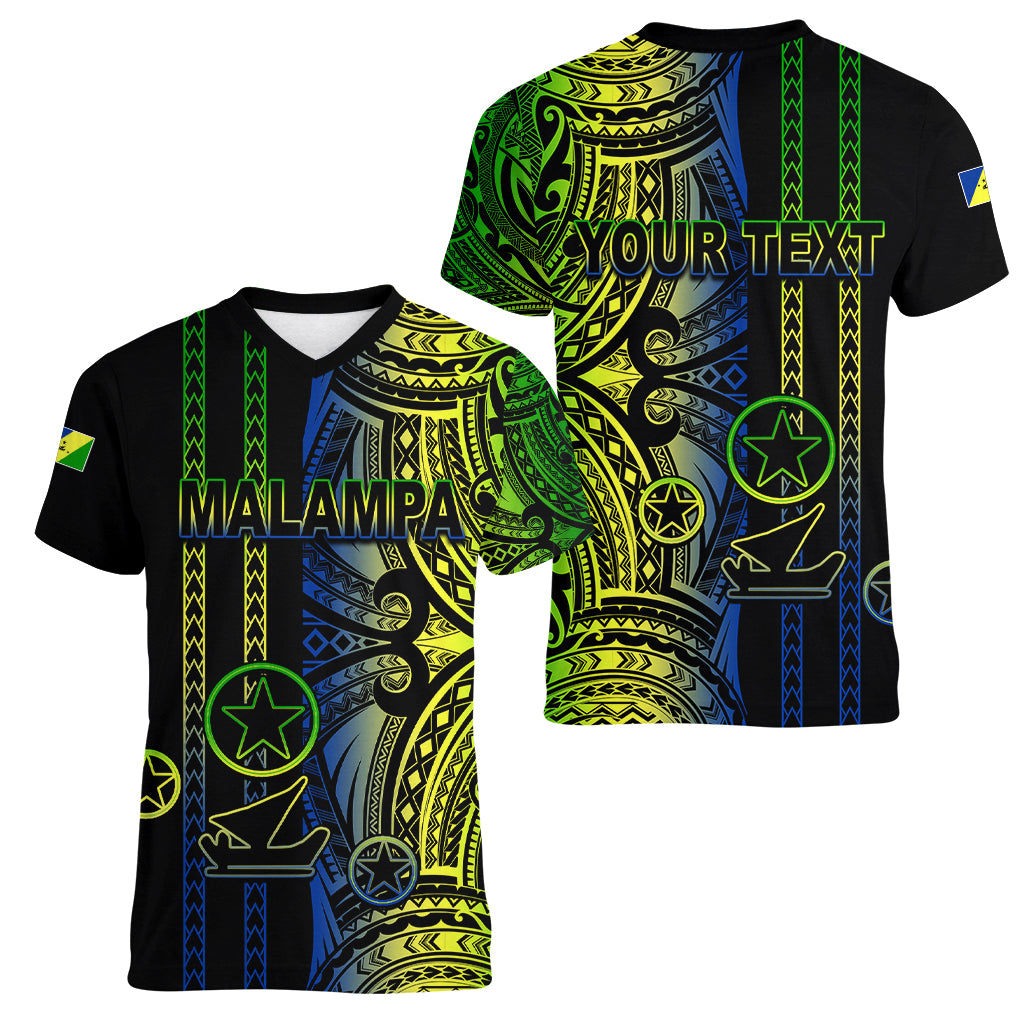 Custom Vanuatu Malampa Women V Neck T Shirt Polynesian Tribal LT6 - Wonder Print Shop